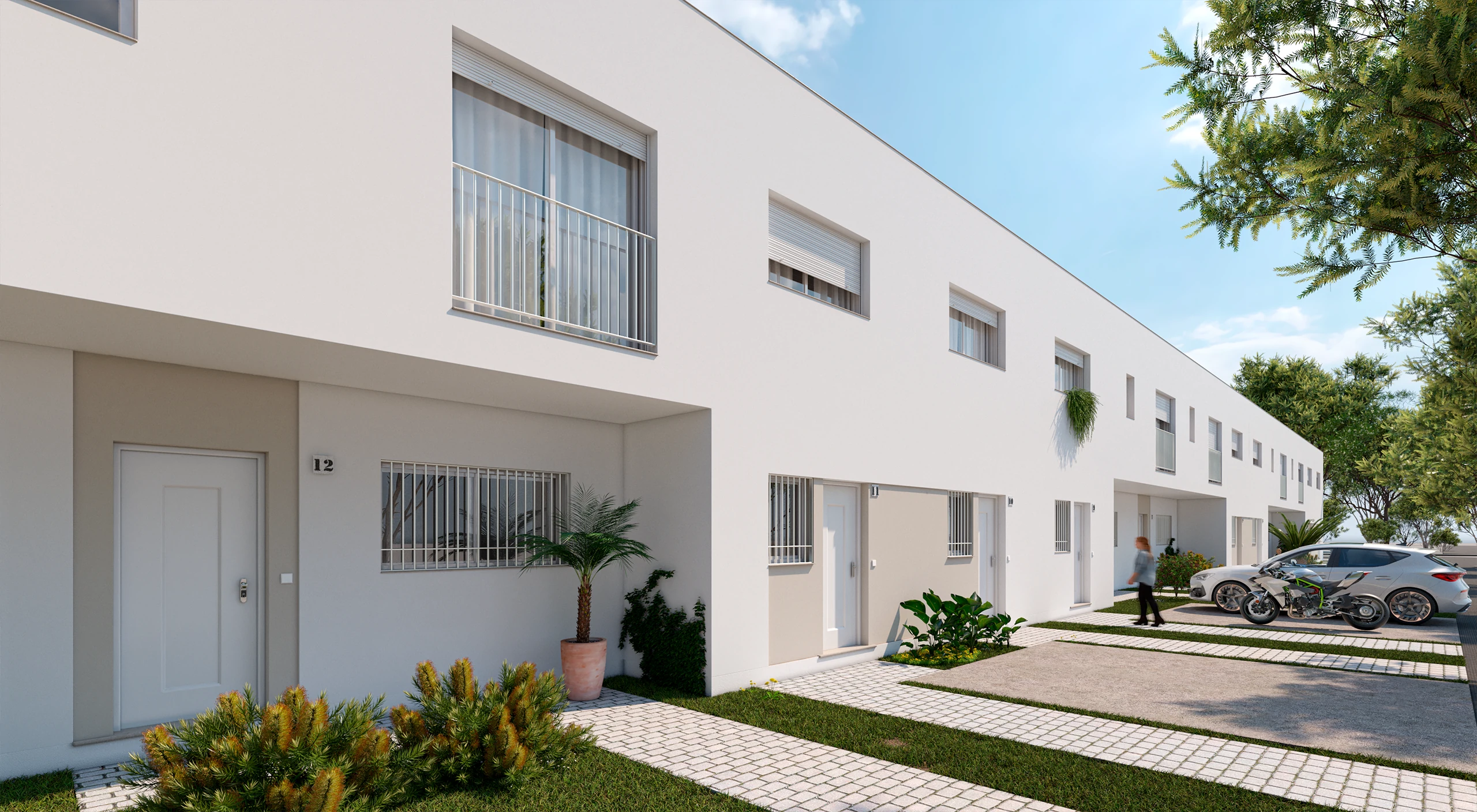 Fachada y acceso de Residencial El Espartal