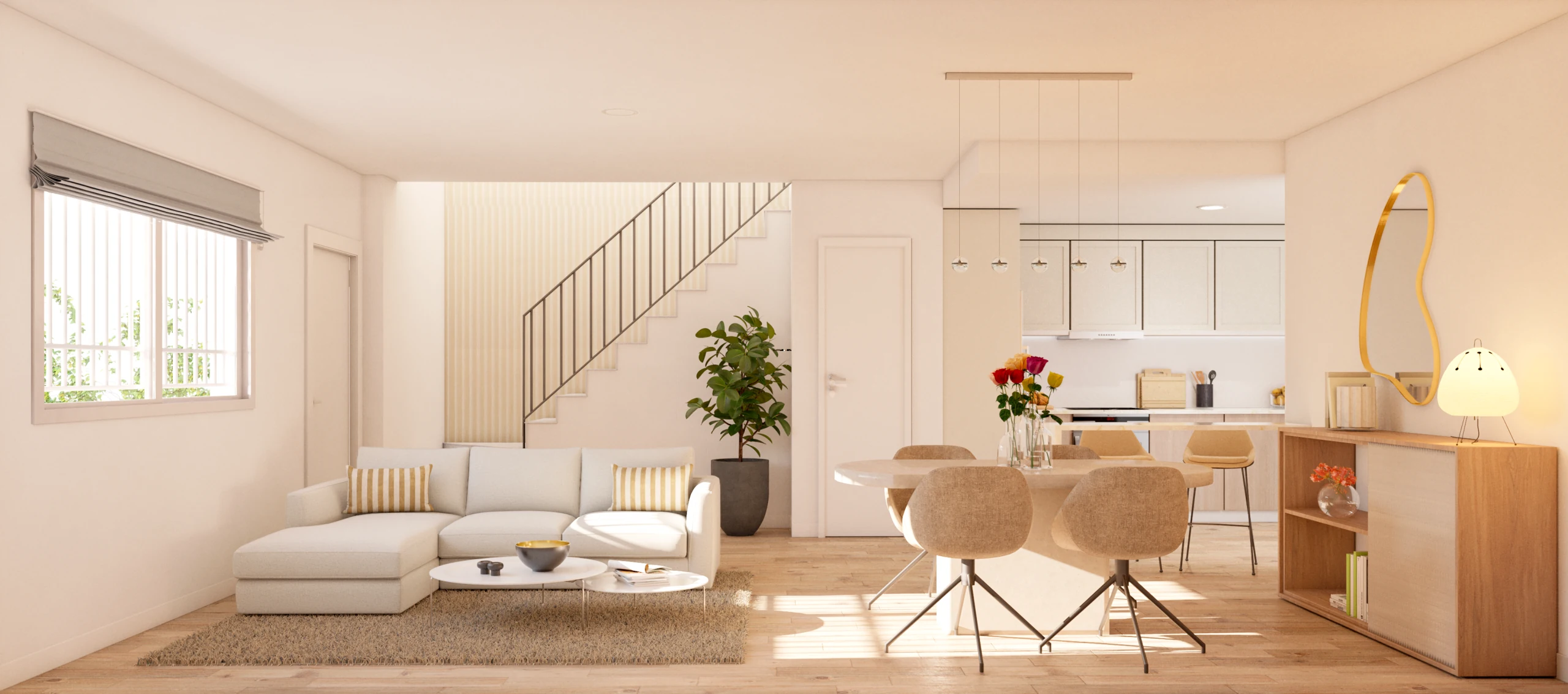 Salón y escalera de Residencial El Espartal