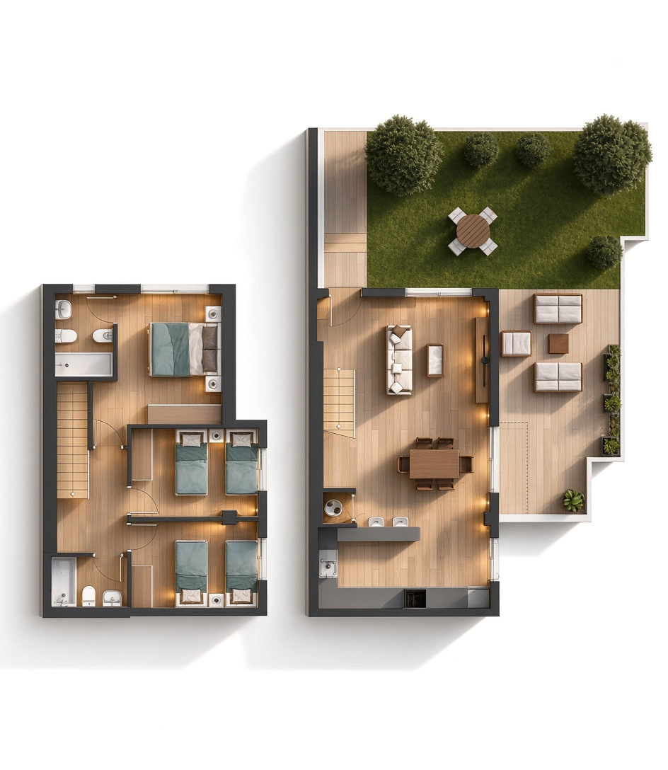 Plano de la tipología B8 de Residencial El Espartal