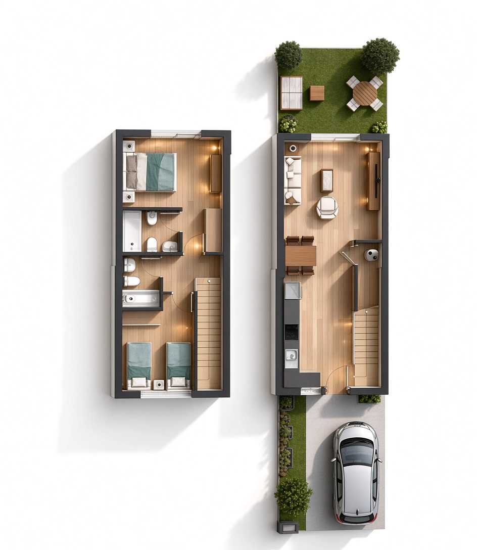 Plano de la tipología E3 de Residencial El Espartal