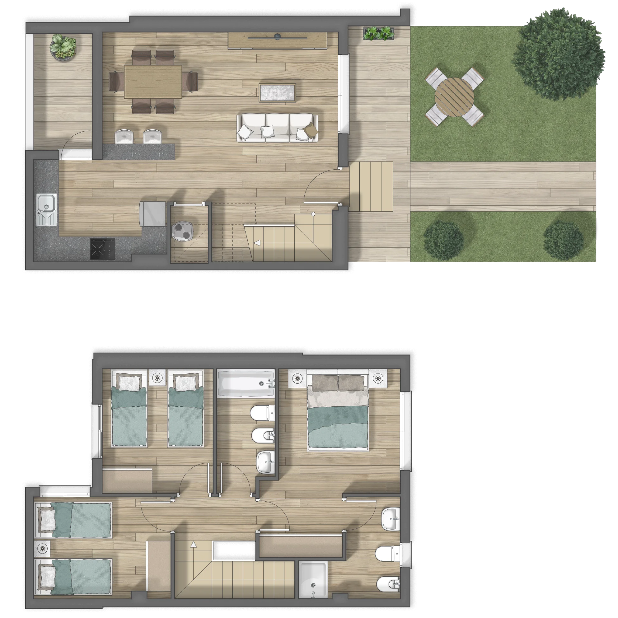 Plano completo de la vivienda Tipo B8 de Residencial El Espartal
